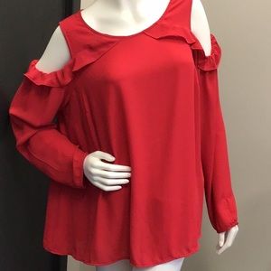 Red open sleeve top